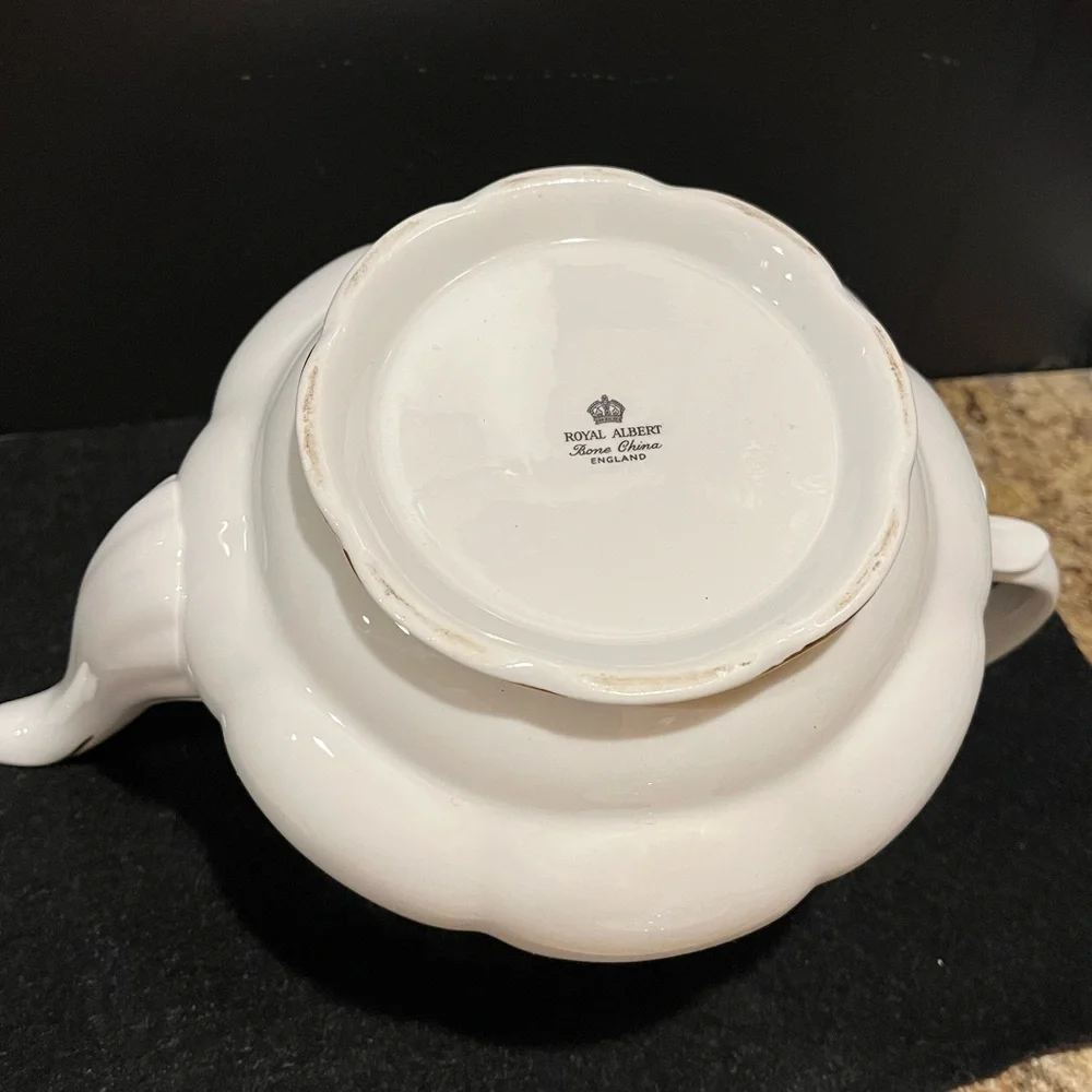 Vintage Royal Albert 50th Anniversary 6 C Teapot, Creamer, Plate, Lefton Tea Cup